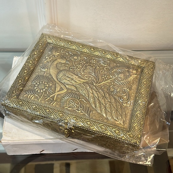 Other - Golden peacock handcrafted wooden box 8.75”x6.75”